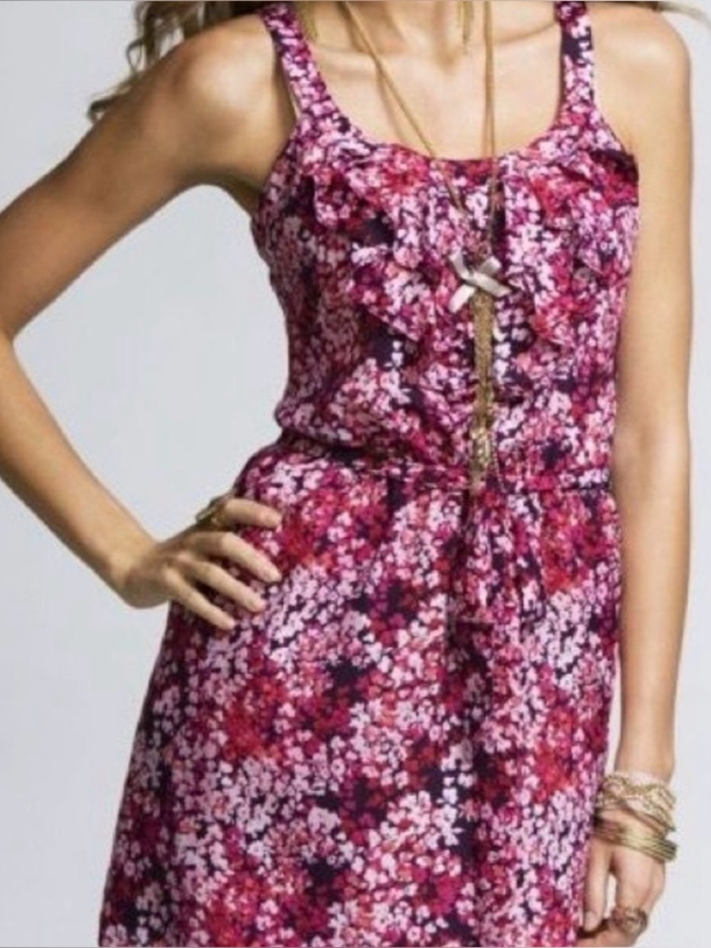 Express Pink & Purple Floral A-Line Sleeveless Dress with Pockets - Size XS
